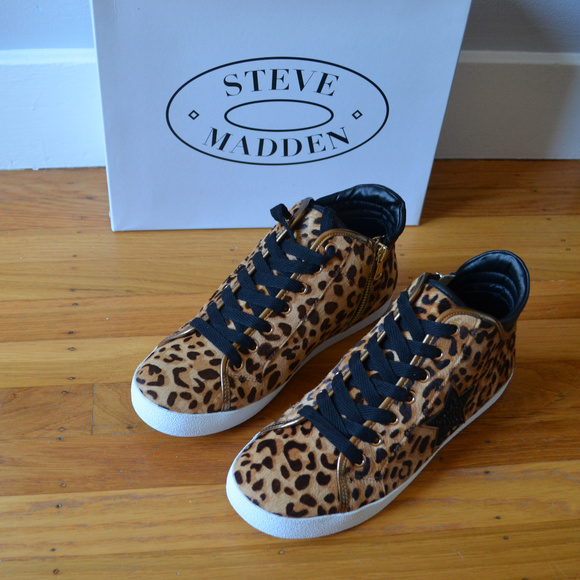 🆕 STEVE MADDEN Leopard Print Lace Up Sneakers - Picture 5 of 8